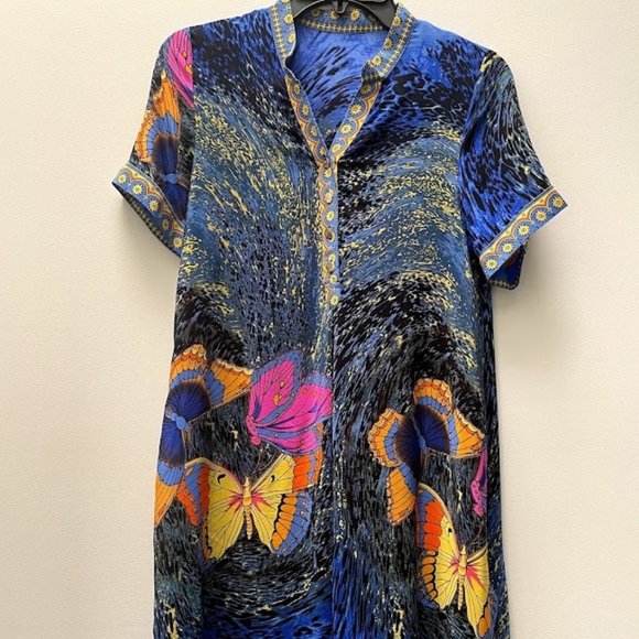 Queen Mulock Butterfly Print Button Down Dress - Picture 1 of 7